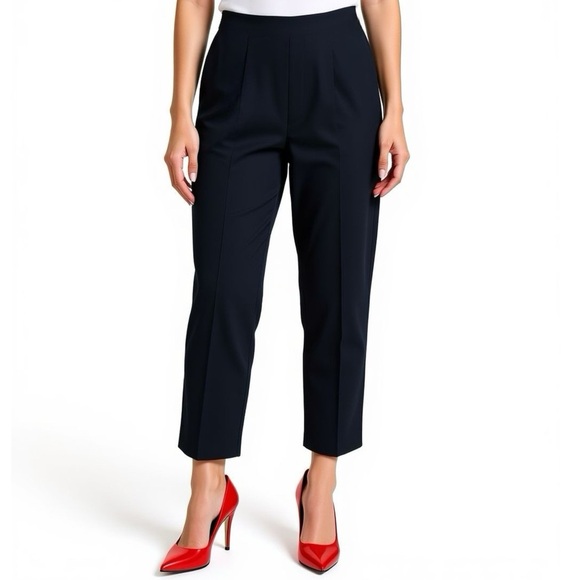 Vintage Talbots Petites 100% Irish Linen Black Straight Leg Ankle Pant Sz 10 NWT - Picture 1 of 14